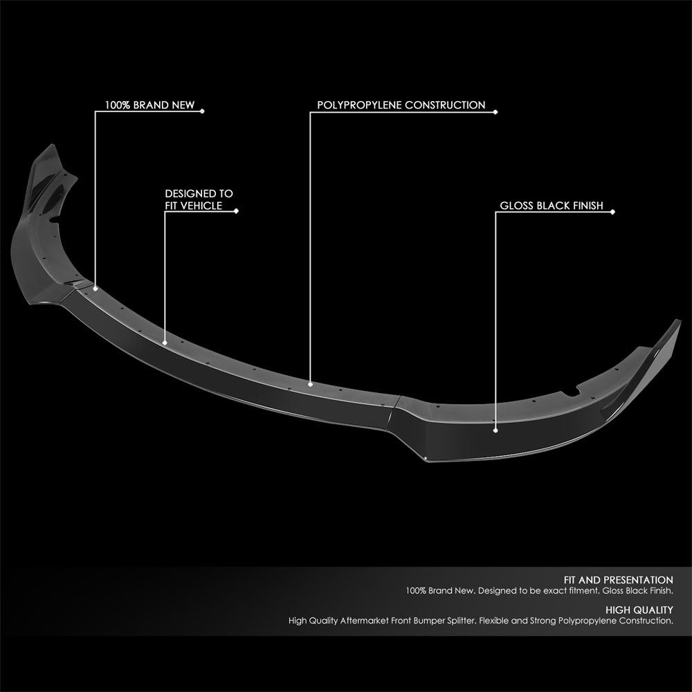[Painted Gloss Black] 3PC Front Bumper Lip Guard For 15-20 Dodge Charger SRT LD