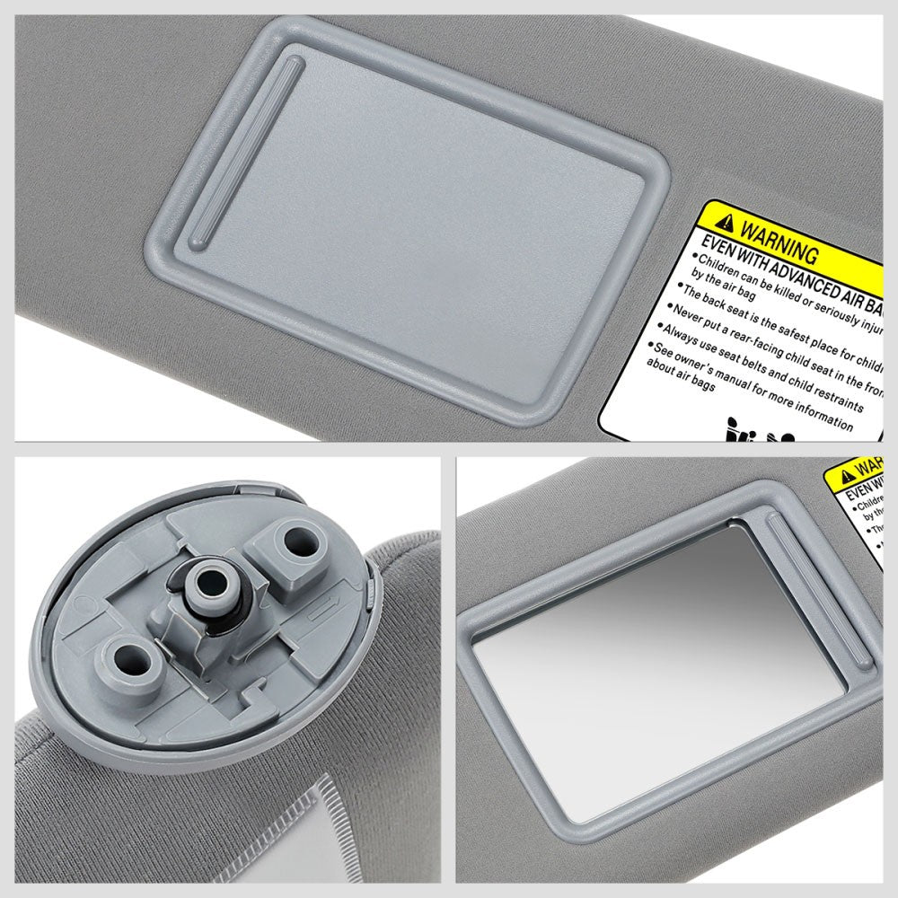 Grey Drive Side (Left) OE Style Sun Visor Sunshade For 05-15 Tacoma Double Cab