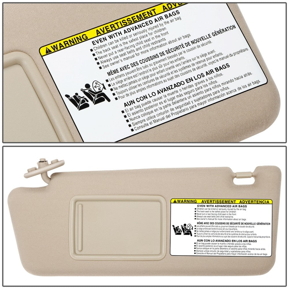 Beige Drive Side (Left) OE Style Sun Visor Sunshade For 05-15 Tacoma Double Cab