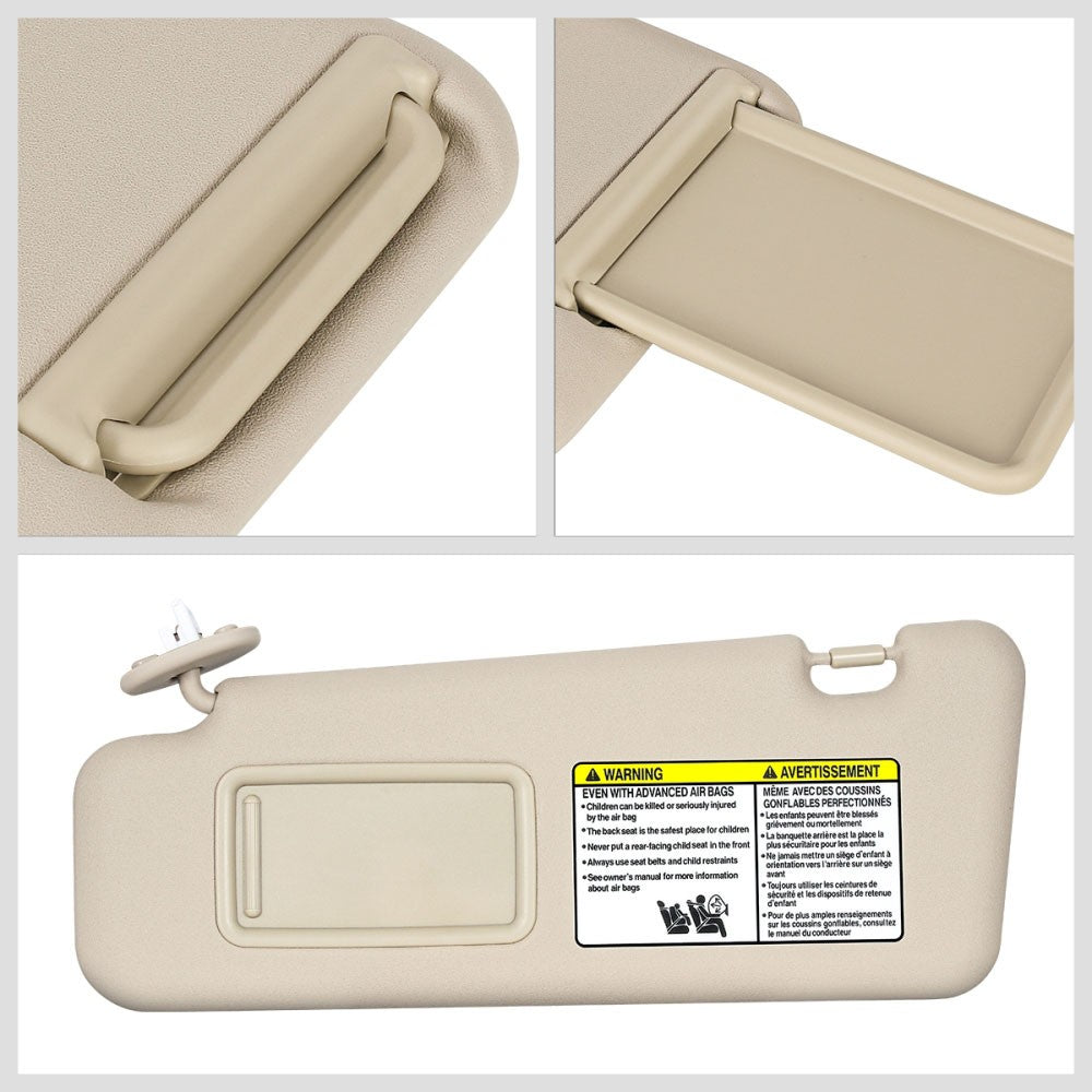 Beige Drive Side (Left) OE Sun Visor Sunshade For 08-13 Highlander (w/Sun Roof)