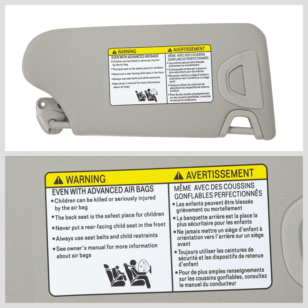 Gray Drive Side (Left) OE Style Sun Visor Sunshade For 13-18 Nissan Altima L33