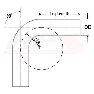 HPS 1-1/4" OD (32mm) 90 Degree Bend 16 Gauge Aluminum Tubing Elbow Pipe 2" CLR-Performance-BuildFastCar
