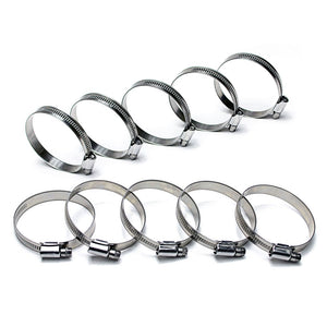 10x HPS 1-1/4"-2-1/4" (32mm - 57mm) Stainless Steel Embossed Hose Clamps SAE 28-Performance-BuildFastCar