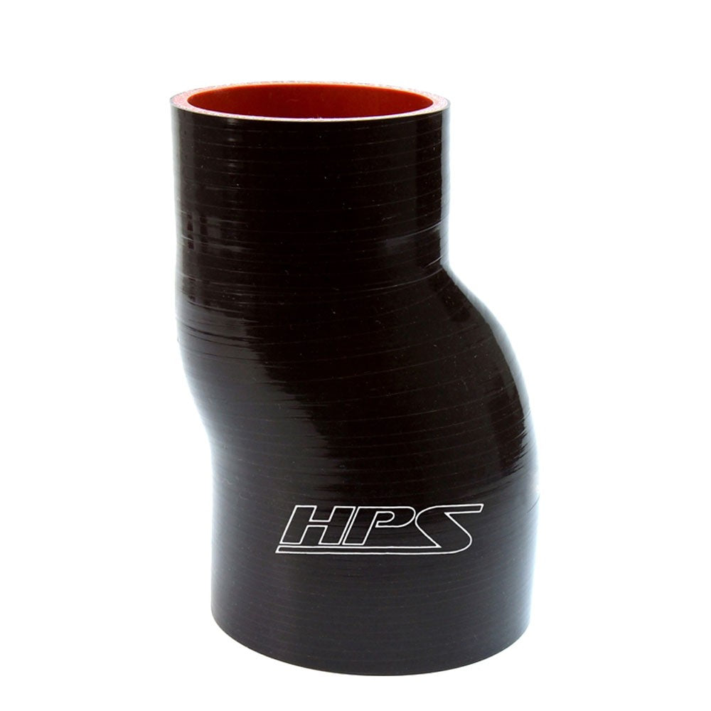 HPS 2" - 2.5" (51mm - 63mm) 6" Long Silicone Offset Hose Reducer Black HTSOR-200-250-L6-BLK