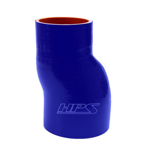 HPS 2.5" - 3" (63mm - 76mm) 6" Long Silicone Offset Hose Reducer Blue HTSOR-250-300-L6-BLUE