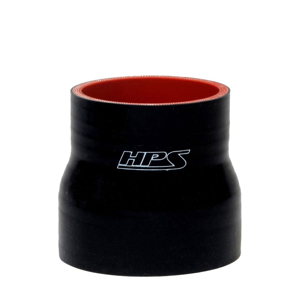 HPS 3.38 - 3.5 ID , 3 Long High Temp 4-Ply Reinforced Silicone Reducer Coupler Hose Black (86mm - 89mm ID , 76mm Length)