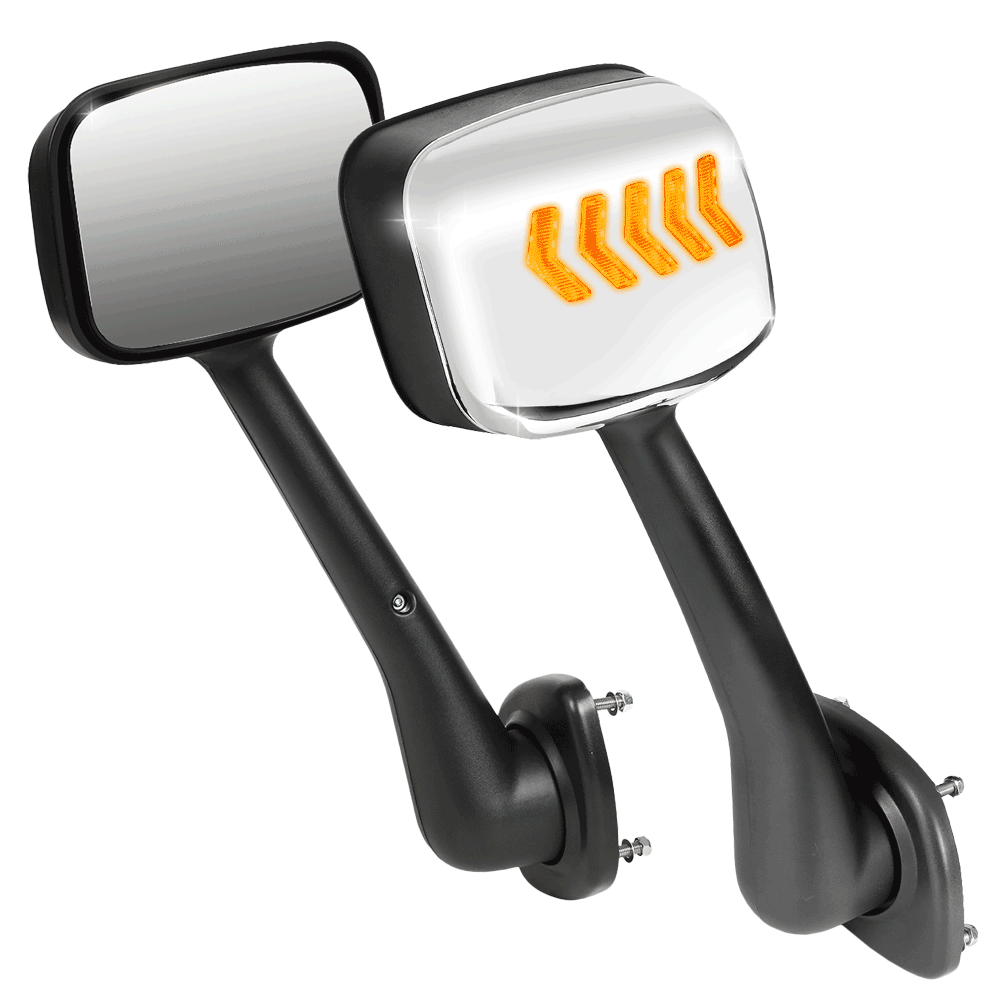 Chrome 12V 5-Arrow LED Turn Signal Side View Mirror 08-17 Cascadia BFC-SVMIR-HY-007-CH