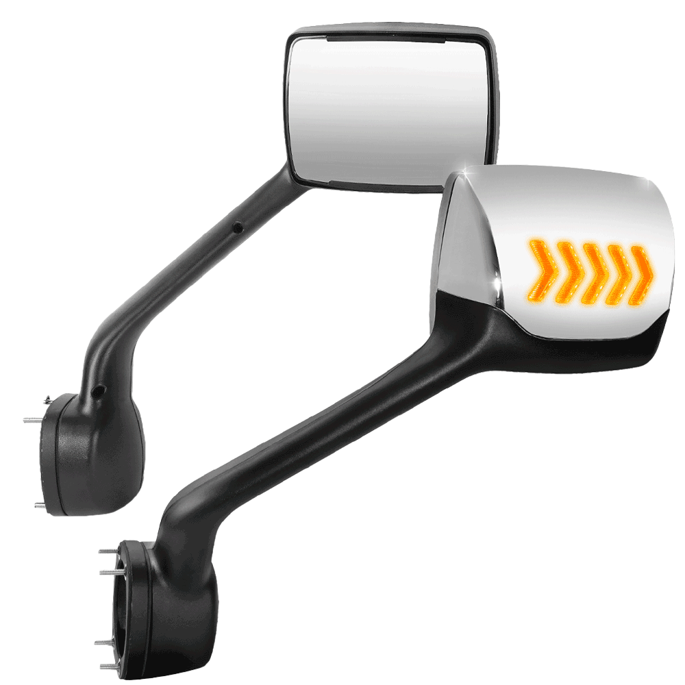 Chrome 12V 5-Arrow LED Turn Signal Side View Mirror T680 579 587 BFC-SVMIR-HY-010-CH