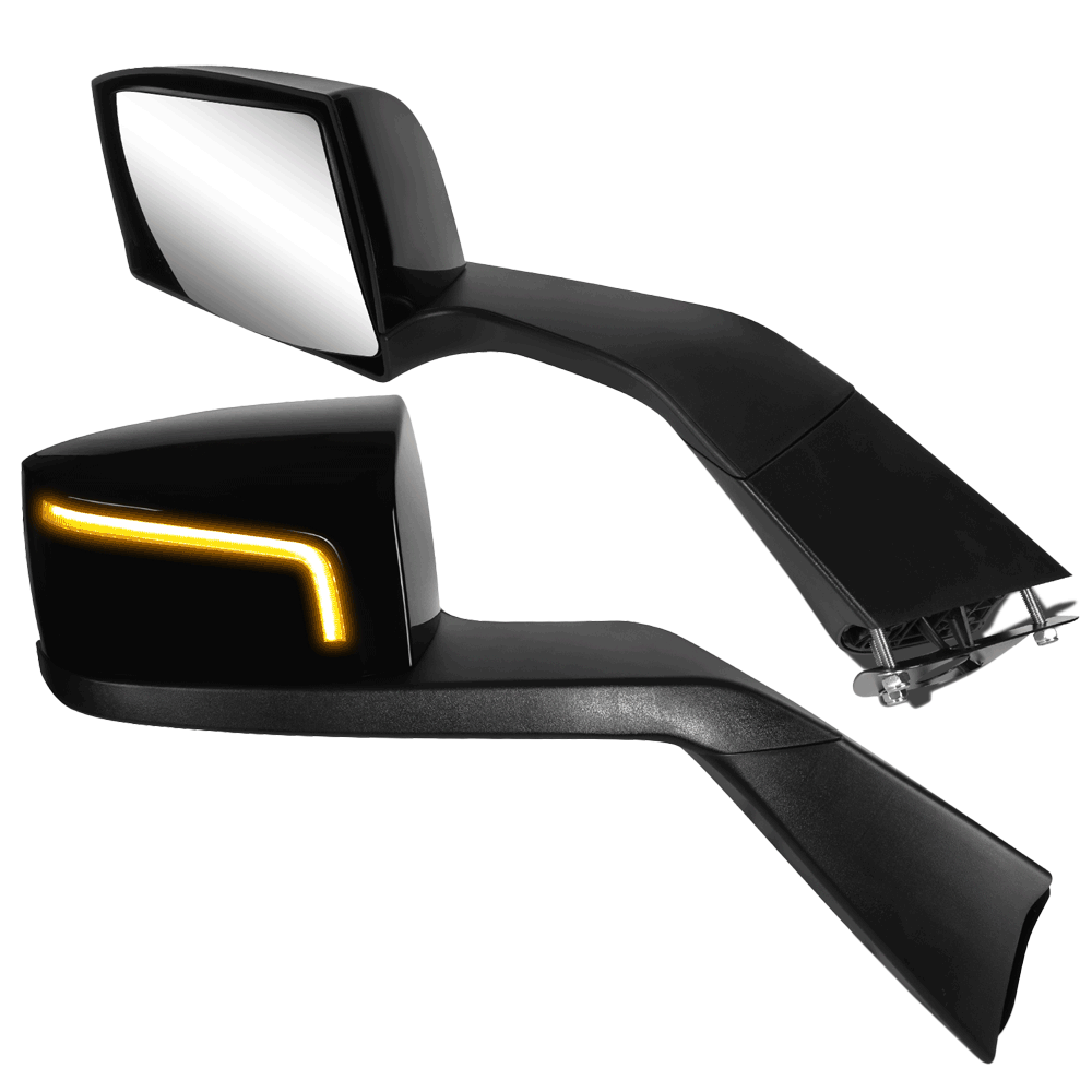 Sequential L-Pattern LED Signal Black Side View Mirror 18-21 Volvo VNL BFC-SVMIR-HY-017-BK