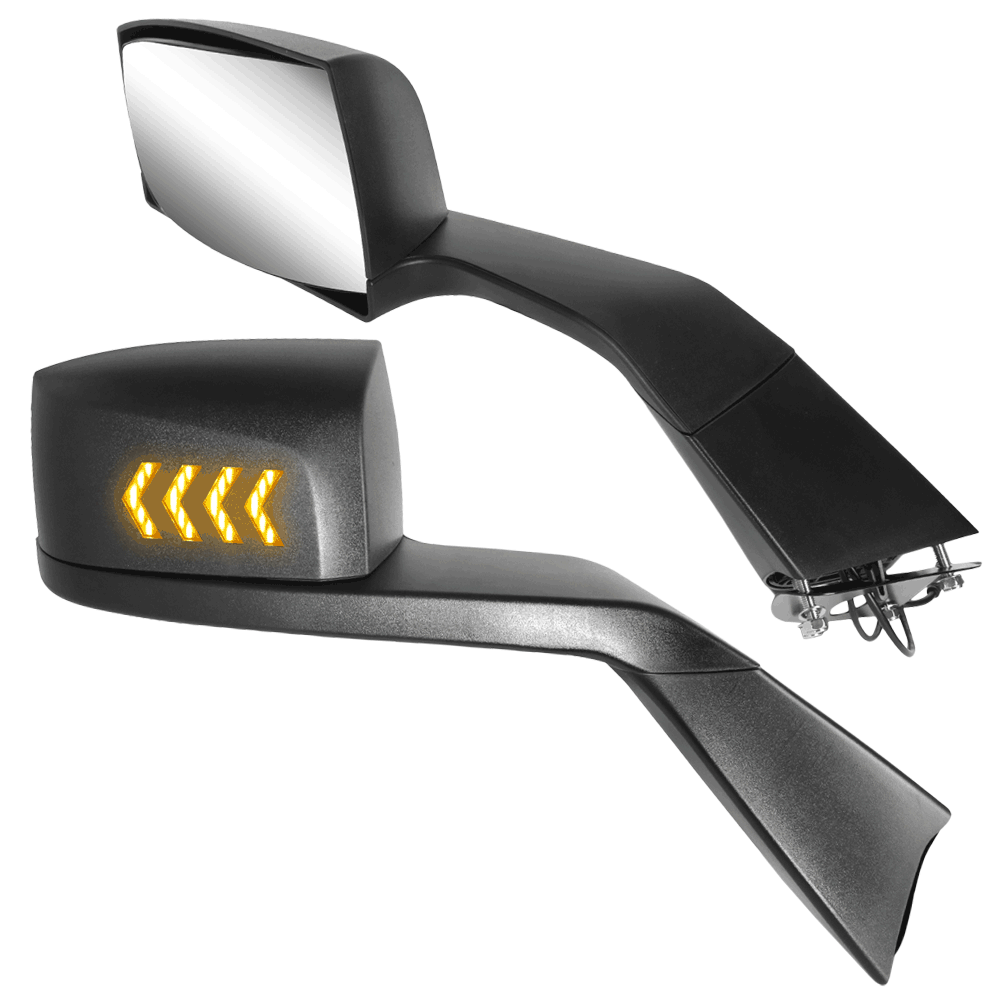 Sequential 4-Arrow LED Signal Black Side View Mirror 18-21 Volvo VNL BFC-SVMIR-HY-018-BK