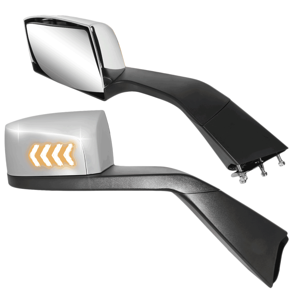 Sequential 4-Arrow LED Signal Chrome Side View Mirror 18-21 Volvo VNL BFC-SVMIR-HY-018-CH