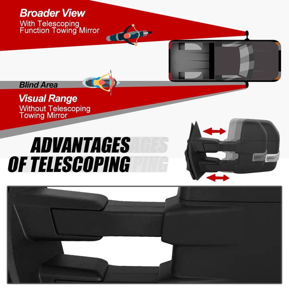 Signal/Puddle Light Manual Side View Mirror Assembly 15-18 F-150 P552 BFC-SVMIR-058-T888-BK-CL